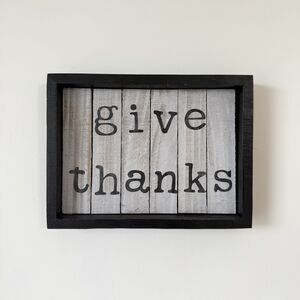 Give Thanks Wood Framed Sign Hanging Wall Accents Home Decor